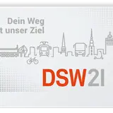 DSW21 Monats Ticket NRW mit Skyline und ÖPNV-Symbolen. "Dein Weg ist unser Ziel.