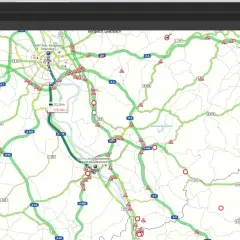 Verkehrs-NRW-Karte zeigt eine Route von Köln nach Bonn mit leichten Verzögerungen.