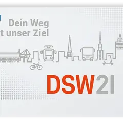 DSW21 Monats Ticket NRW mit Skyline und ÖPNV-Symbolen. "Dein Weg ist unser Ziel.