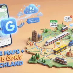 Google Maps zeigt dynamische Fahrgastinformationen für Deutschland mit KI-gestützten Vorschlägen und Live-Daten für Züge und Busse.