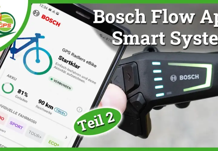 Bosch Flow App zeigt Akku-Status und Reichweite. Das Smart System für dein ebike.