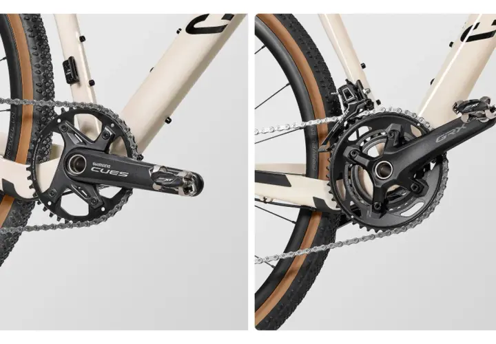 Zwei Fahrradschaltungen im Detail: Shimano CUES und GRX. Verschiedene Fahrrad schaltung typen für unterschiedliche Anforderungen.