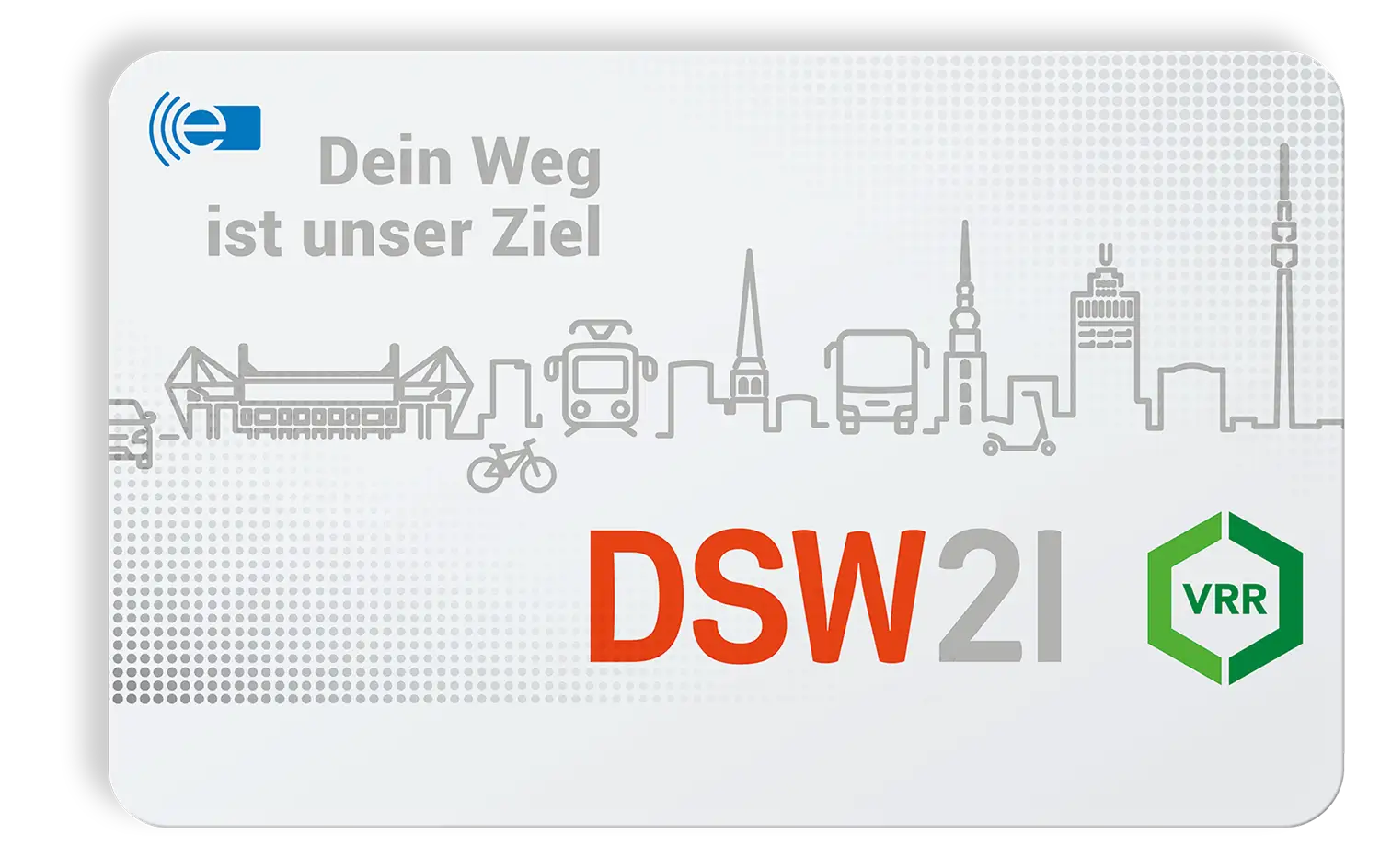 DSW21 VRR Seniorenticket mit Stadtmotiv und &Ouml;PNV-Symbolen. 