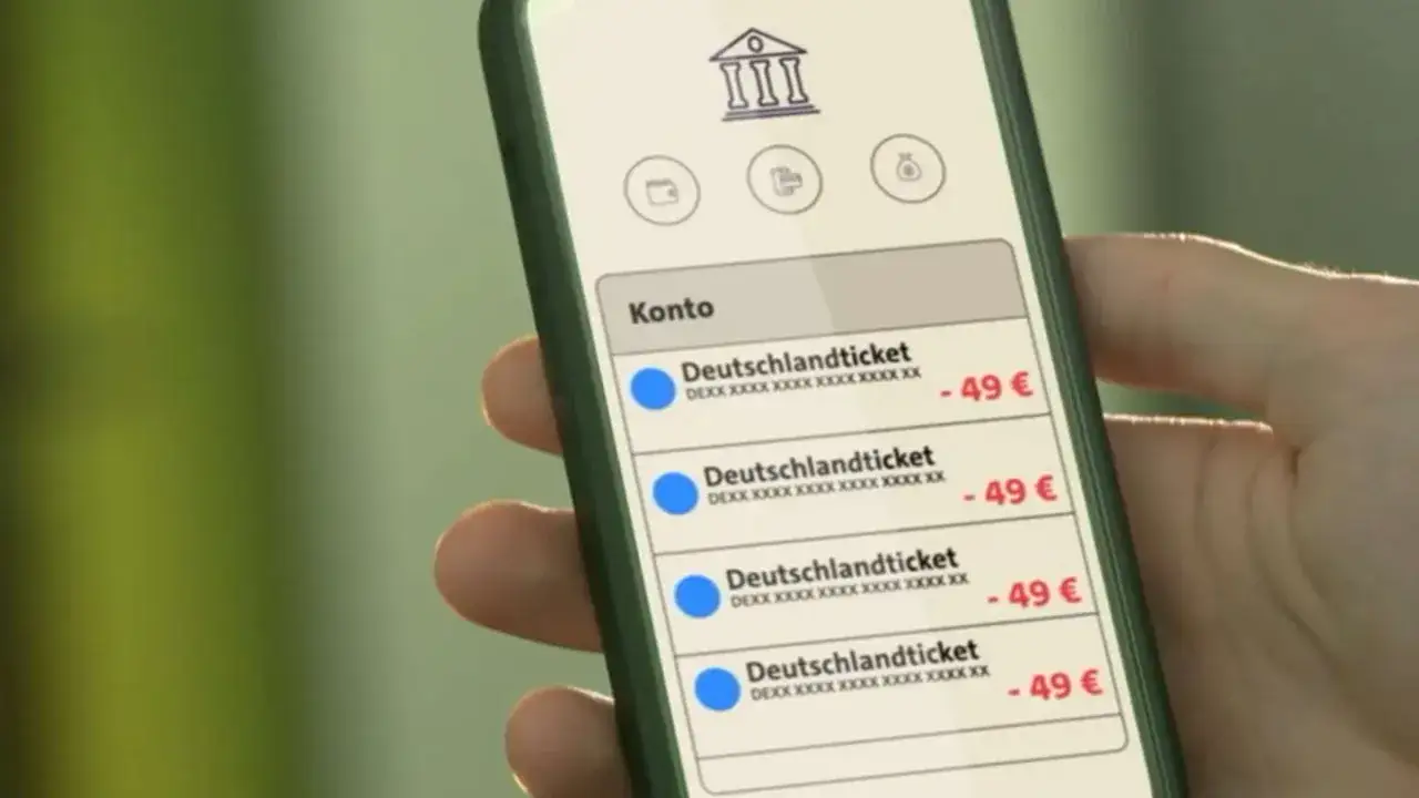 Smartphone zeigt Liste von Deutschlandtickets &agrave; 49&euro;. SEPA Lastschrift funktioniert nicht, da die Abbuchungen fehlschlagen.
