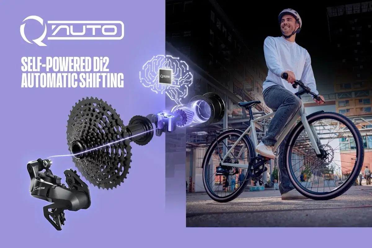 Mann f&auml;hrt Fahrrad mit intelligenter, selbstversorgender Fahrrad Automatikschaltung. Die Technologie passt sich automatisch an.